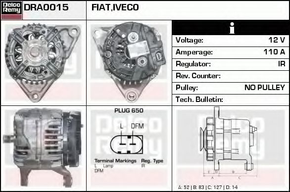 Генератор DELCO REMY DRA0015