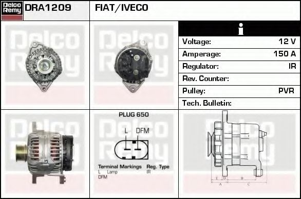 Генератор DELCO REMY DRA1209