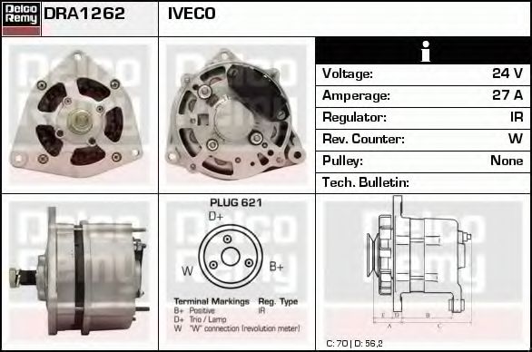 Генератор DELCO REMY DRA1262