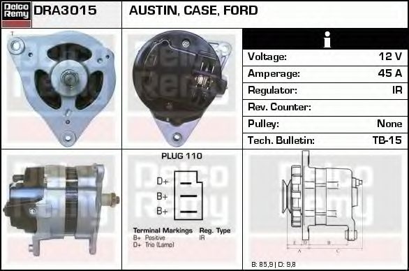 Генератор DELCO REMY DRA3015