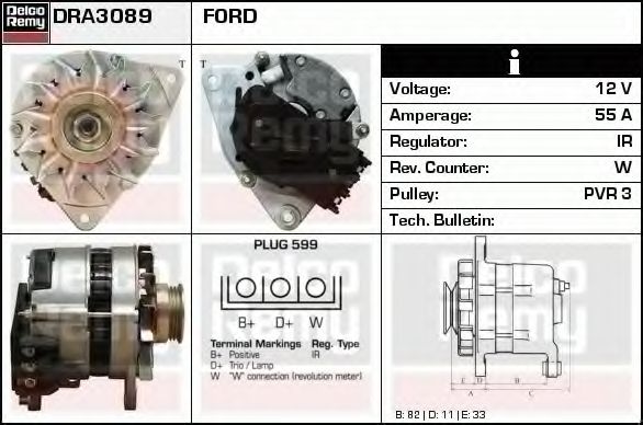 Генератор DELCO REMY DRA3089