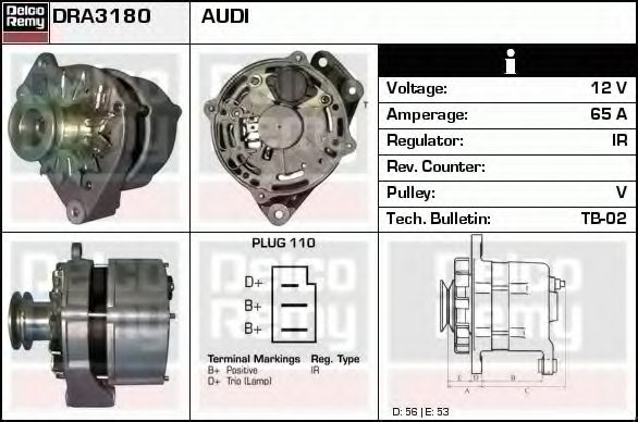 Генератор DELCO REMY DRA3180