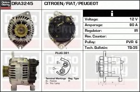 Генератор DELCO REMY DRA3245