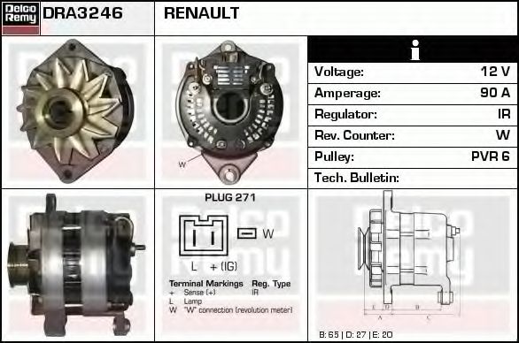 Генератор DELCO REMY DRA3246