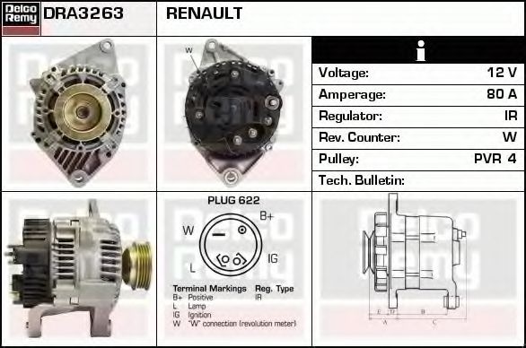 Генератор DELCO REMY DRA3263