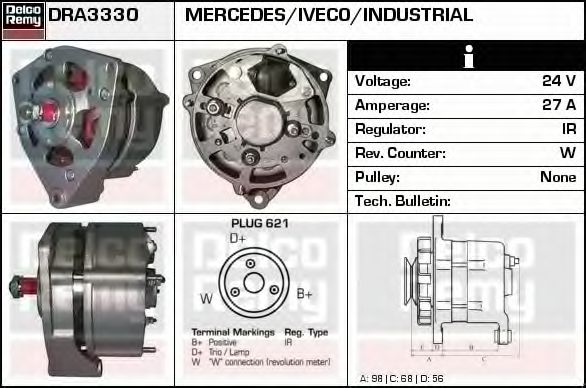 Генератор DELCO REMY DRA3330