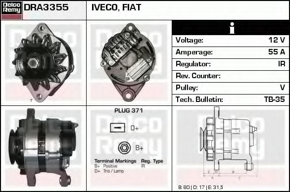 Генератор DELCO REMY DRA3355