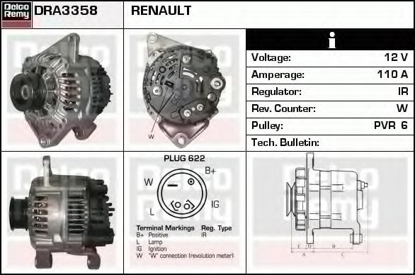 Генератор DELCO REMY DRA3358