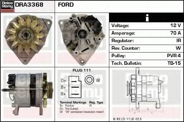 Генератор DELCO REMY DRA3368