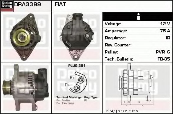 Генератор DELCO REMY DRA3399