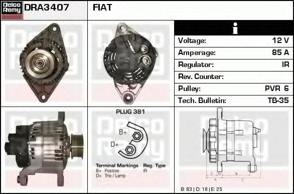 Генератор DELCO REMY DRA3407