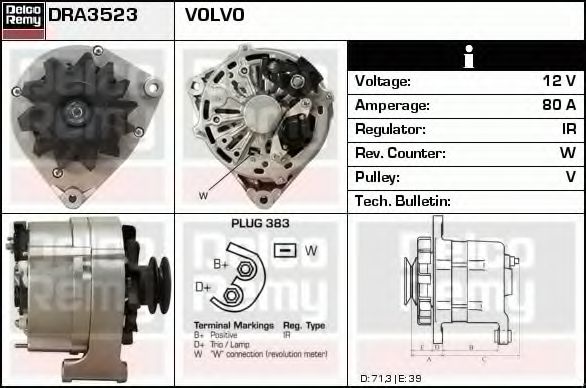 Генератор DELCO REMY DRA3523