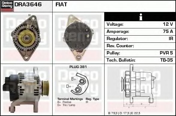 Генератор DELCO REMY DRA3646