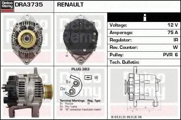 Генератор DELCO REMY DRA3735