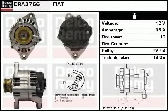 Генератор DELCO REMY DRA3766