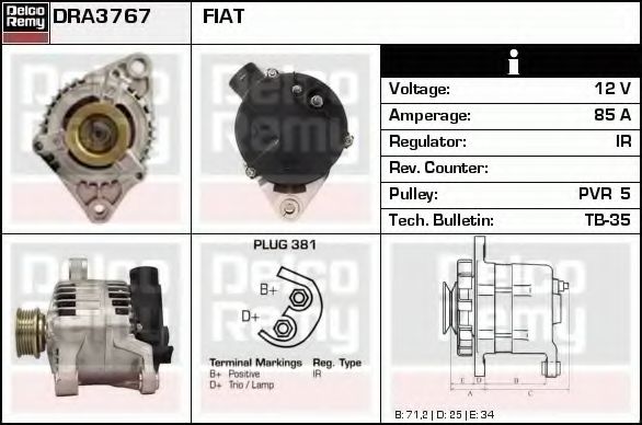 Генератор DELCO REMY DRA3767