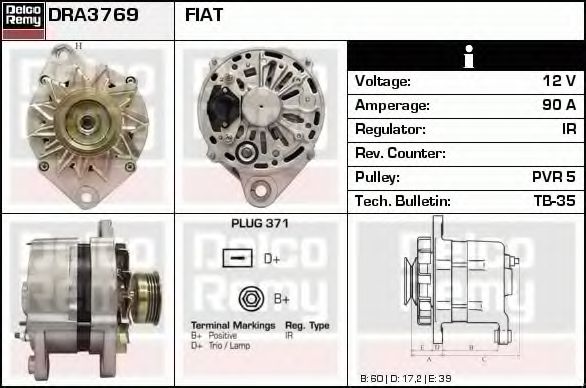 Генератор DELCO REMY DRA3769