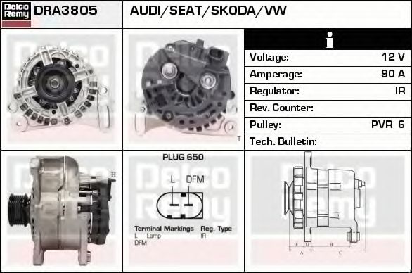 Генератор DELCO REMY DRA3805