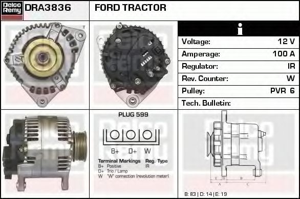 Генератор DELCO REMY DRA3836