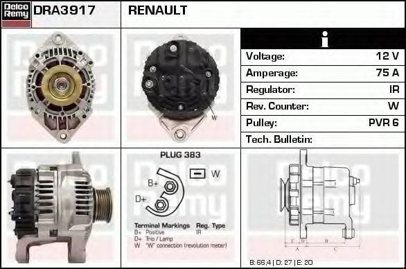 Генератор DELCO REMY DRA3917