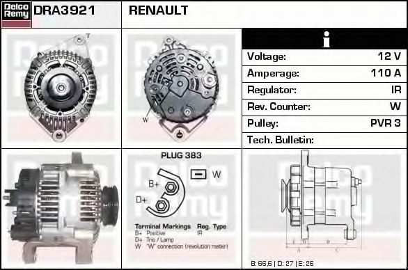 Генератор DELCO REMY DRA3921