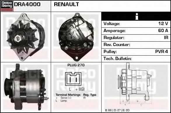 Генератор DELCO REMY DRA4000