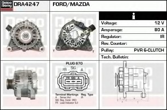 Генератор DELCO REMY DRA4247