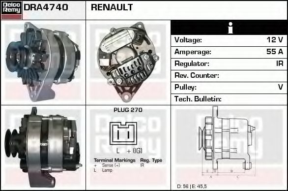 Генератор DELCO REMY DRA4740