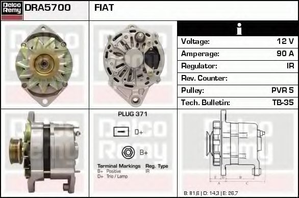 Генератор DELCO REMY DRA5700