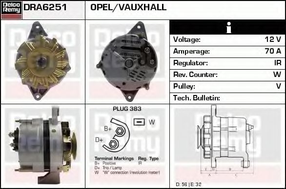 Генератор DELCO REMY DRA6251