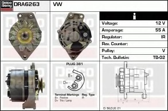 Генератор DELCO REMY DRA6263
