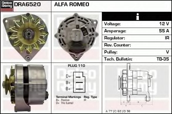 Генератор DELCO REMY DRA6520