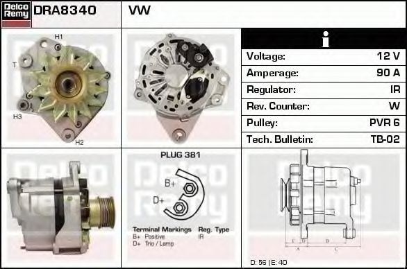 Генератор DELCO REMY DRA8340