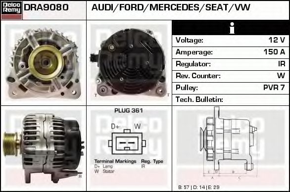 Генератор DELCO REMY DRA9080