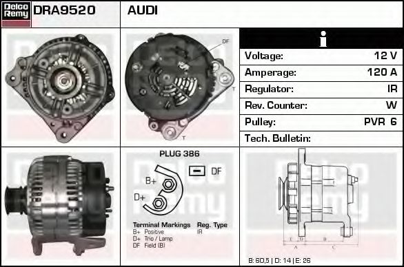 Генератор DELCO REMY DRA9520