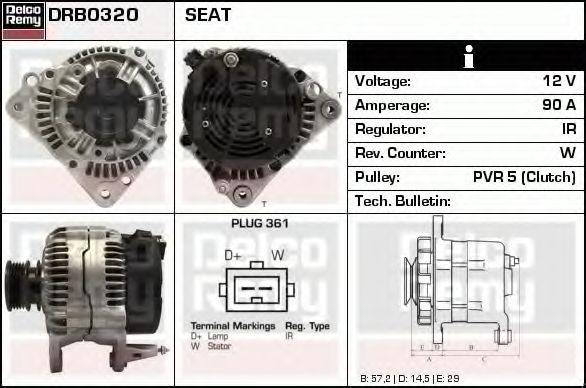 Генератор DELCO REMY DRB0320