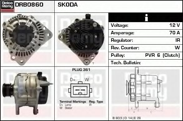 Генератор DELCO REMY DRB0860