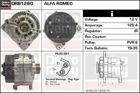 Генератор DELCO REMY DRB1280