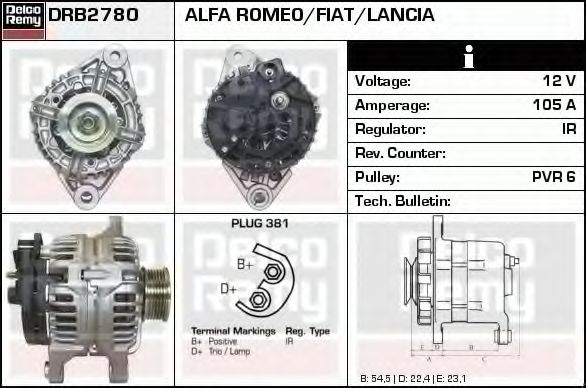 Генератор DELCO REMY DRB2780