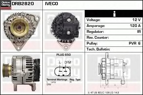 Генератор DELCO REMY DRB2820