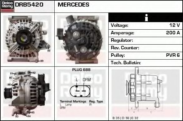 Генератор DELCO REMY DRB5420