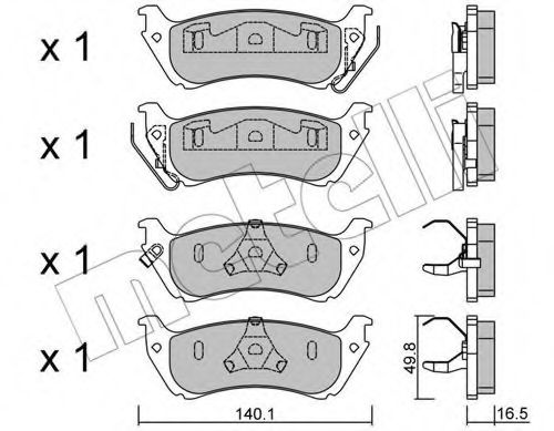 Комплект тормозных колодок, дисковый тормоз METELLI 22-0570-0