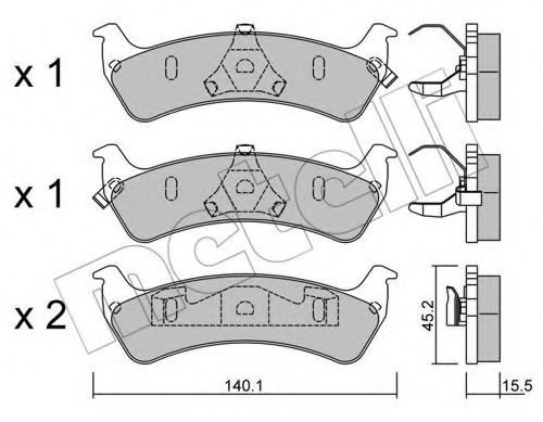 Комплект тормозных колодок, дисковый тормоз METELLI 22-0628-0