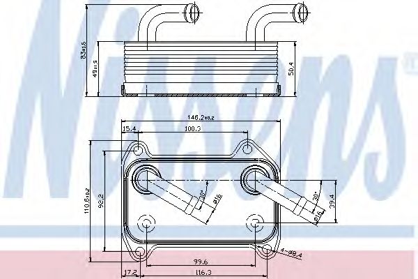 масляный радиатор, двигательное масло NISSENS 90707
