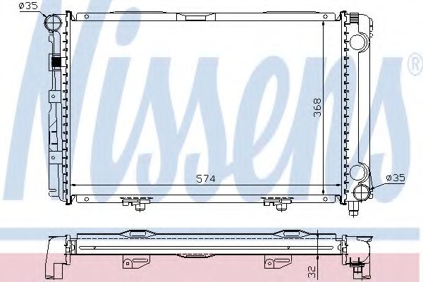 Радиатор, охлаждение двигателя NISSENS 62671A