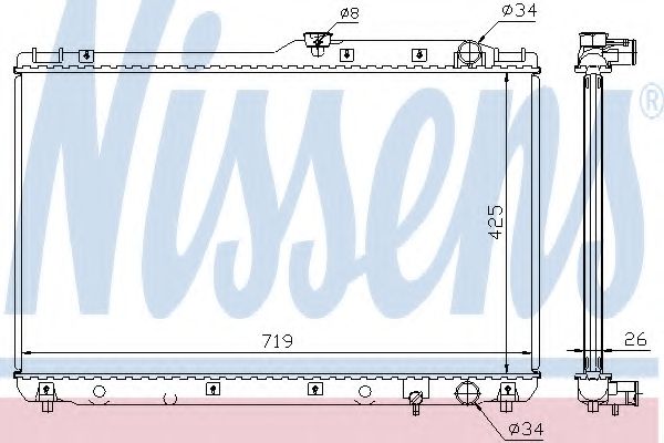 Радиатор, охлаждение двигателя NISSENS 64771A