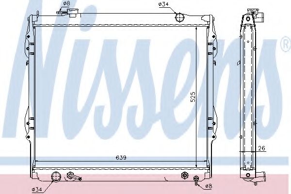 Радиатор, охлаждение двигателя NISSENS 646231