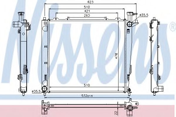 Радиатор, охлаждение двигателя NISSENS 66782