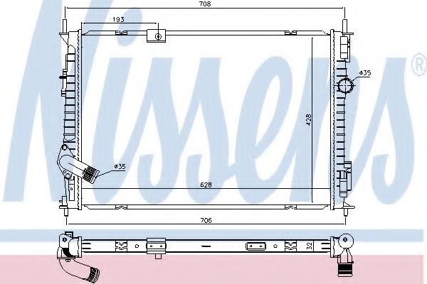 Радиатор, охлаждение двигателя NISSENS 68733