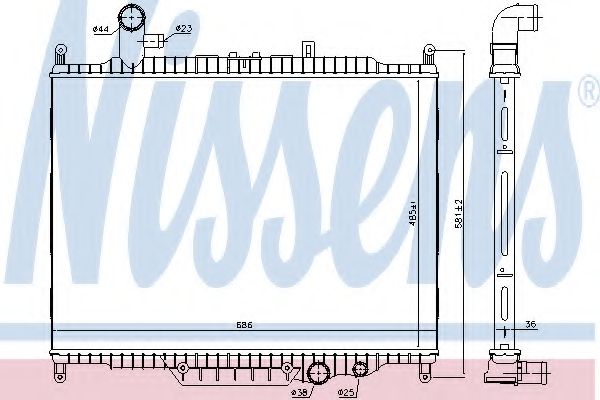 Радиатор, охлаждение двигателя NISSENS 64332